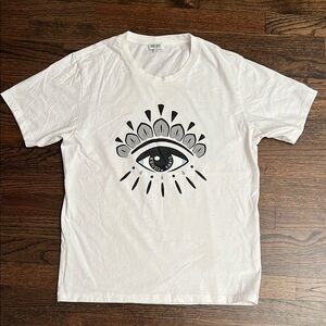 Kenzo Black and White Short Sleeve Tee with Eye Graphic
